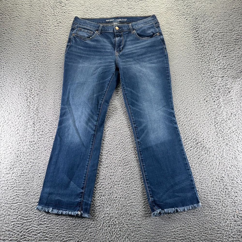 Old Navy Jeans Womens 8 Cotton Denim Flared Leg Cropped Stretch Faded Workwear